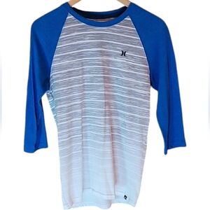 Buckle Hurley Men's Long Sleeve Shirt Blue Gray White, Size Small